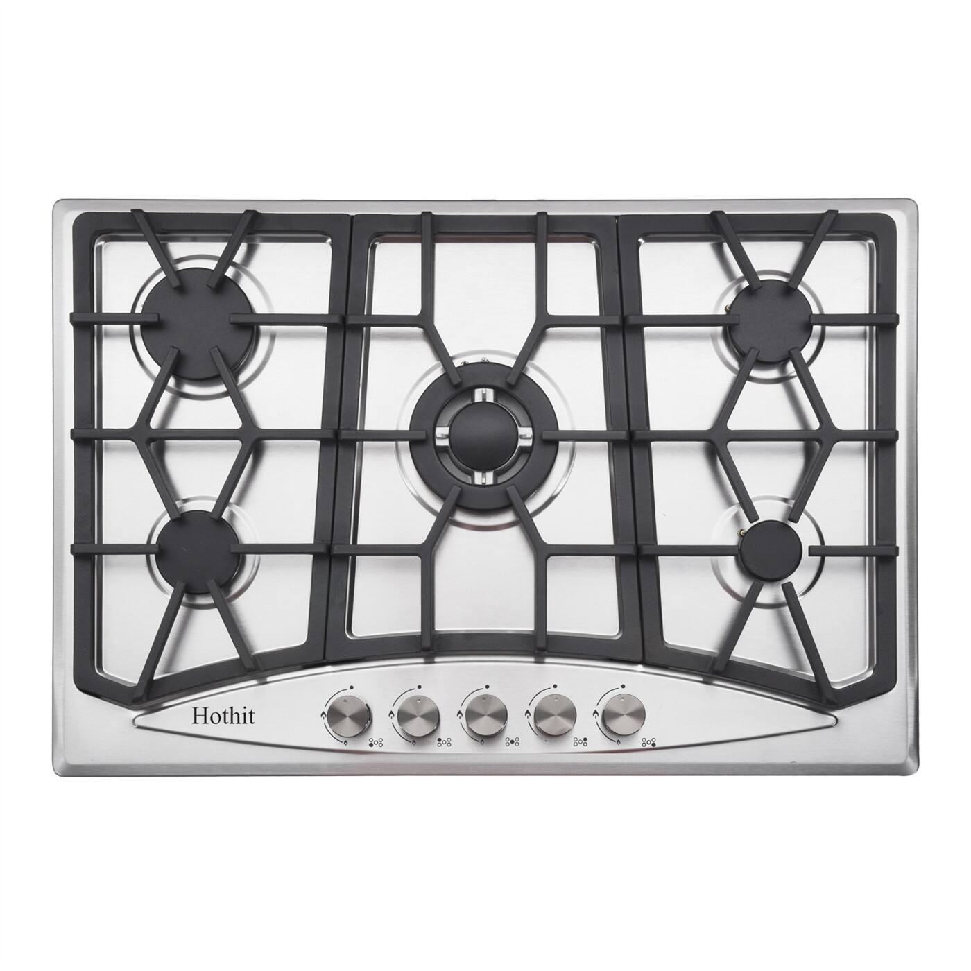 30" Inch Propane Gas Cooktop 5 Burner Steel LPG/NG Dual Fuel Stove Top